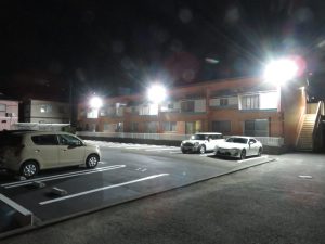 収用後駐車場の照明設置